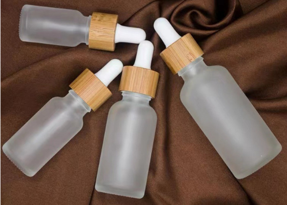 BPA Free Lead Free Round 50ml Glass Dropper Bottles With Bamboo Collar