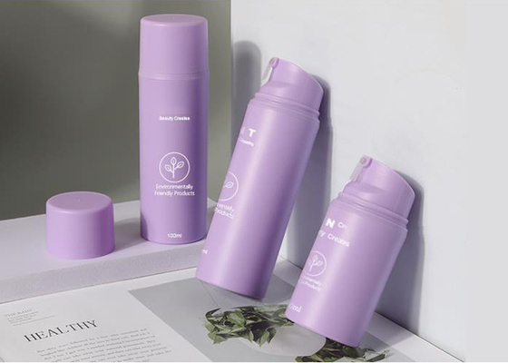 Purple 150ml Airless Pump Bottle , Sunscreen Lotion Bottle Travel Size