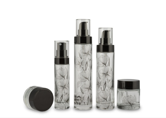 SGS  Flat Shoulder Cosmetic Pump Bottle 50ml Skincare Set Packaging