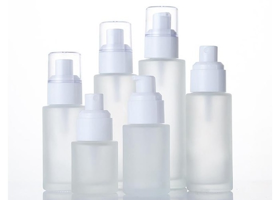Clear Frosted Glass Serum Pump Bottles 50ml 100ml Empty Skincare Bottles