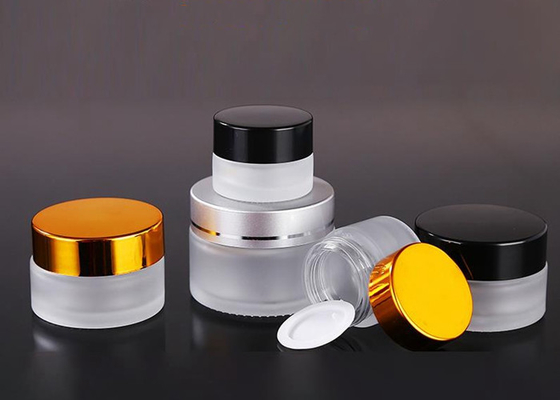 Frosted Glass Makeup Containers 30g Glass Face Cream Jars Wide Mouth