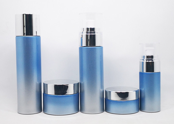 100 Ml Glass Cosmetic Packaging Blue Skincare Lotion Bottle Uv Printing