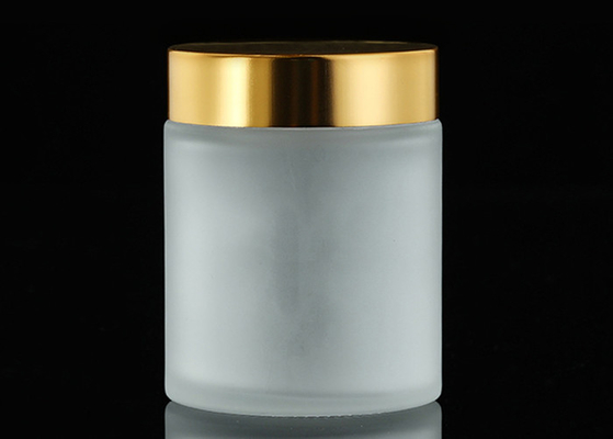 Beard Balm Packaging Glass Cosmetic Jar Matte Frosted Tall 100g With Silver Metal Lids
