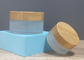 JiaZi Frosted Clear Glass Cosmetic Jar Wood Grain Lids 50g Bamboo Cream Jar