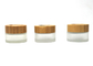 Bamboo Caps 30ml Cosmetic Jars , Frosted Glass Lotion Jars Anti Corrosion