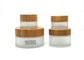 Bamboo Caps 30ml Cosmetic Jars , Frosted Glass Lotion Jars Anti Corrosion