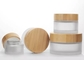50g Bamboo Lid Cosmetic Jar , Glass Face Cream Jars Wear Resisting