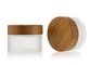 Recyclable 30g-100g White Glass Cosmetic Jar With Bamboo Lid Round