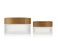 Recyclable 30g-100g White Glass Cosmetic Jar With Bamboo Lid Round