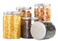 Transparent Plastic Food Package 500Ml Clear PET Jar With Silver Aluminium Lids